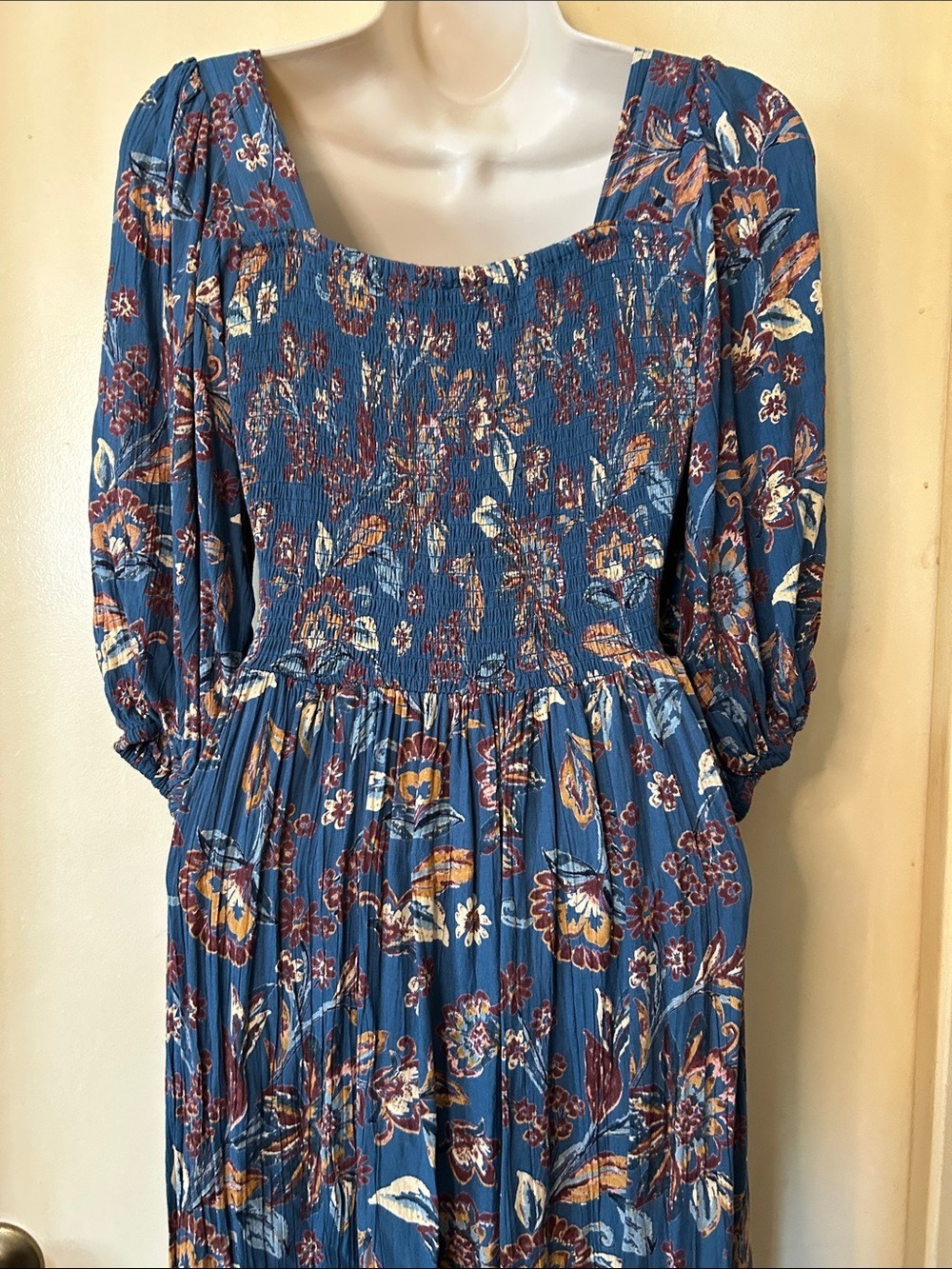 Angie Teal Floral Hi-Low Dress with Puff Sleeves size S - Picture 11 of 12